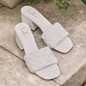Lulus Katenn White Woven High Heel Sandals